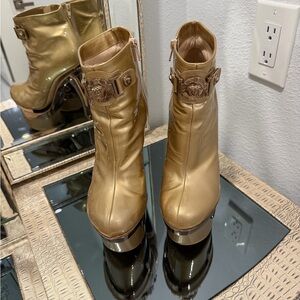 Versace Gold Heeled Boots
